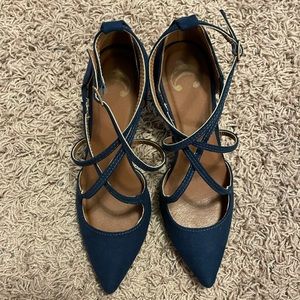 Women’s strappy blue heels